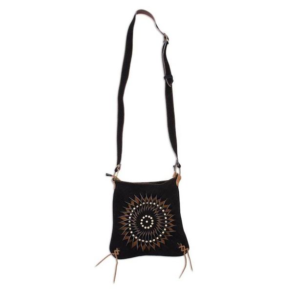 Alternate image for Black and Brown Suede Laser Cut Sun Motif Sling Mesmerizing Sun
