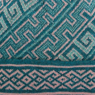 Alternate image for Turquoise 100 Baby Alpaca Unisex Hat Knitted in Peru Andean Inspiration