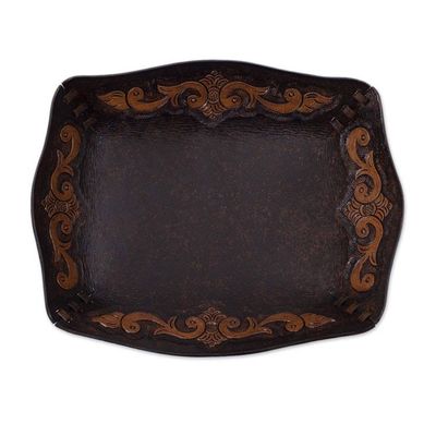 Alternate image for Peru Handcrafted Tooled Leather Colonial Art Theme Catchall Spanish Viceroy