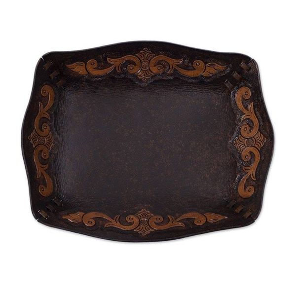 Alternate image for Peru Handcrafted Tooled Leather Colonial Art Theme Catchall Spanish Viceroy