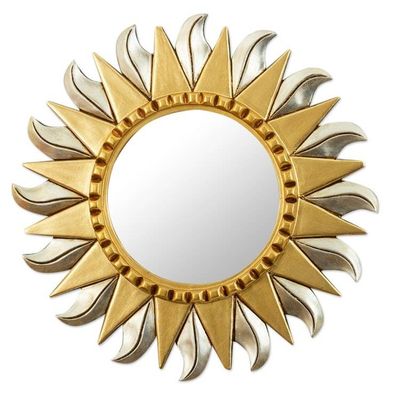 Alternate image for Aluminum and Bronze Leaf Sun Wall Mirror Sun Corona