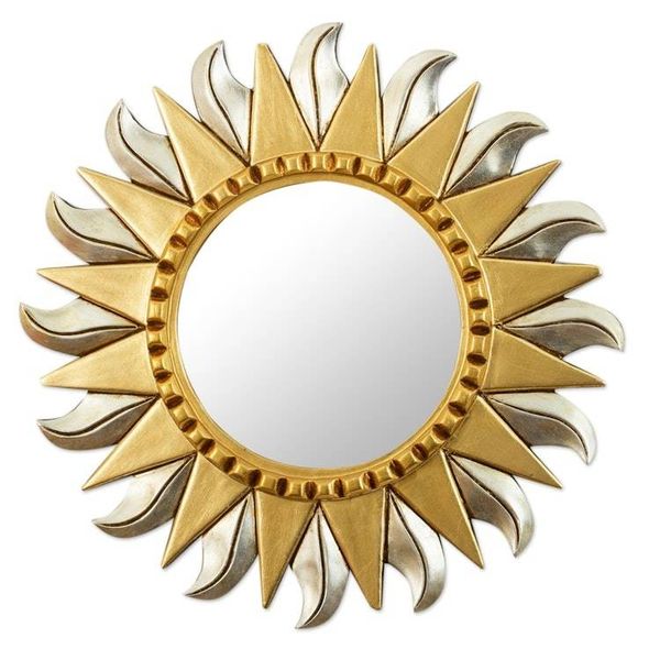 Alternate image for Aluminum and Bronze Leaf Sun Wall Mirror Sun Corona