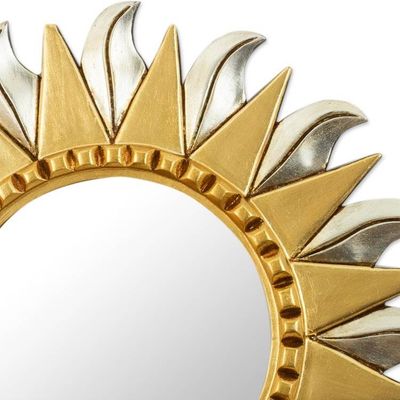 Alternate image for Aluminum and Bronze Leaf Sun Wall Mirror Sun Corona
