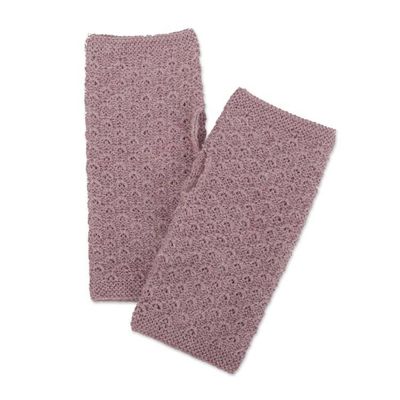 Alternate image for Knit 100 Baby Alpaca Fingerless Mitts in Petal Pink Gossamer in Petal Pink