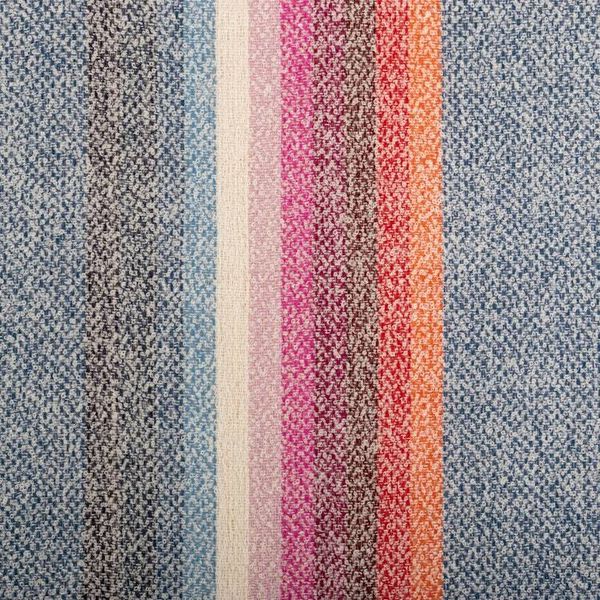 Alternate image for Handwoven Striped Fringed Alpaca Blend Shawl in Azure Clouds on the Horizon