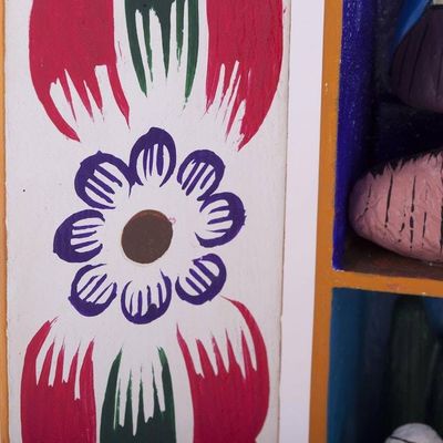 Alternate image for Ceramic Folk Art Religious Retablo Diorama Handmade in Peru Llamas on Christmas Eve