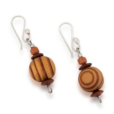 Alternate image for Handmade Earthy-Toned Ceramic and Pinewood Bead Jewelry Set Andean Terra