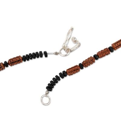 Alternate image for Handmade Earthy-Toned Ceramic and Pinewood Bead Jewelry Set Andean Terra