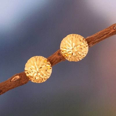 Alternate image for Modern Geometric Textured 18k Gold-Plated Stud Earrings Victorious Illusion