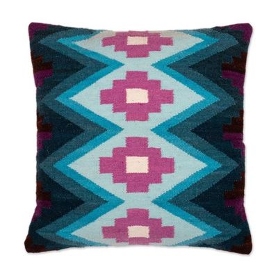 Alternate image for Handwoven Andean Chakana Cross-Themed Wool Cushion Cover Chakana Crosses