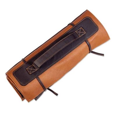 Alternate image for Leather Barbecue Utensil Holder with Alpaca Blend Accent Luxury Barbecue