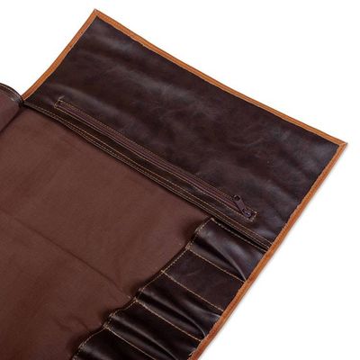Alternate image for Leather Barbecue Utensil Holder with Alpaca Blend Accent Luxury Barbecue
