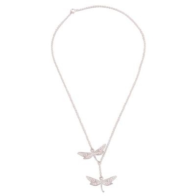 Alternate image for Sterling Silver Dragonfly Y-Necklace from Peru Chasing Dragonflies