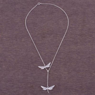 Alternate image for Sterling Silver Dragonfly Y-Necklace from Peru Chasing Dragonflies