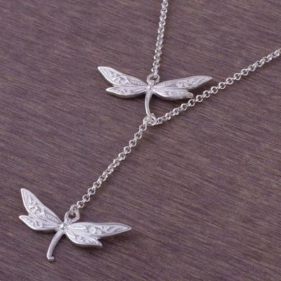Alternate image for Sterling Silver Dragonfly Y-Necklace from Peru Chasing Dragonflies