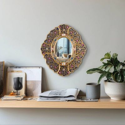 Alternate image for Handcrafted Andean Reverse Painted Glass Wall Mirror Garden Gold