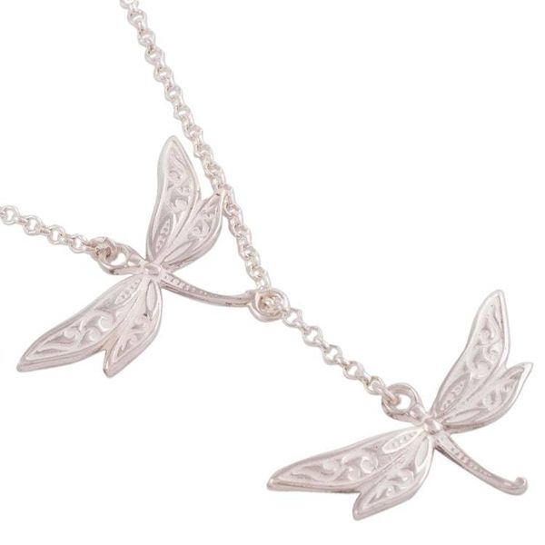 Alternate image for Sterling Silver Dragonfly Y-Necklace from Peru Chasing Dragonflies