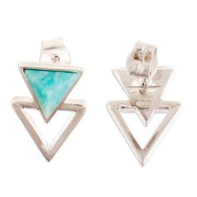 Alternate image for Triangular Sterling Silver Amazonite Button Earrings Arrows of Success
