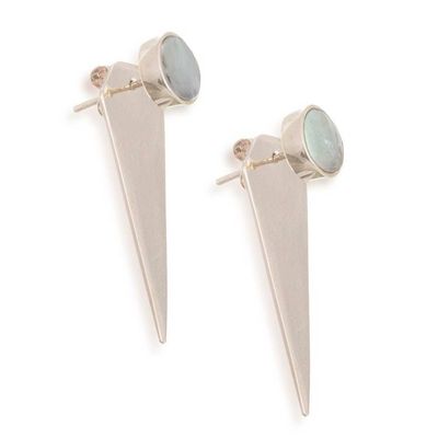 Alternate image for Andean Opal and Silver Drop Earrings Precious Swords