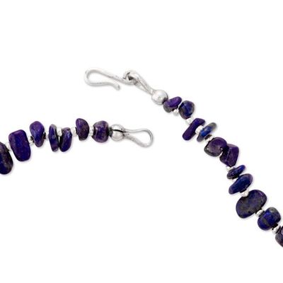 Alternate image for Natural Lapis Lazuli and Sterling Silver Beaded Necklace Regal Truth