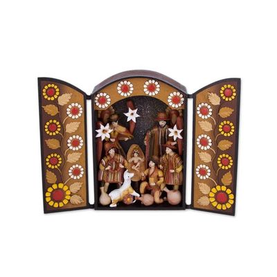 Alternate image for Hand-Painted Ceramic Nativity Retablo from Peru Festive Rites