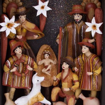 Alternate image for Hand-Painted Ceramic Nativity Retablo from Peru Festive Rites