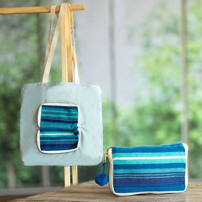 Alternate image for Peruvian Cotton Tote Bag in a Blue Blend Alpaca Case Take Me with You