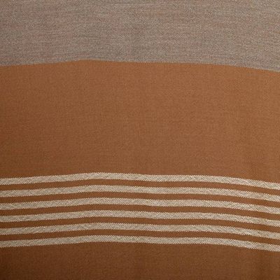 Alternate image for Fringed and Suede Trimmed Baby Alpaca Ruana in Brown  Grey Night Dunes