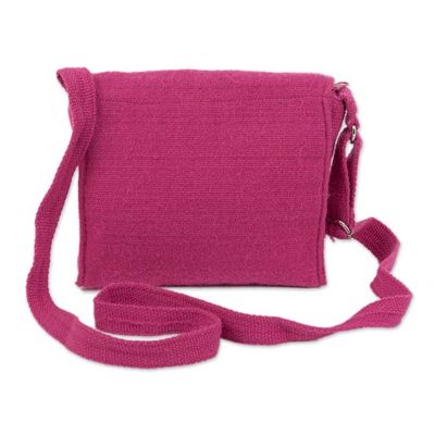 Alternate image for Spring-Themed Hand-Embroidered Azalea Alpaca Blend Sling Bag Floral Traditions in Azalea
