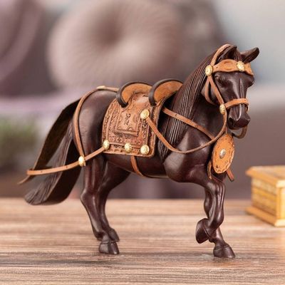 Alternate image for Hand Carved Peruvian Paso Horse Cedar Wood Sculpture Peruvian Walking Horse