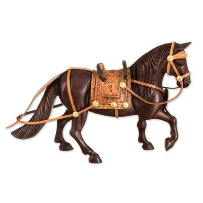 Alternate image for Hand Carved Peruvian Paso Horse Cedar Wood Sculpture Peruvian Walking Horse