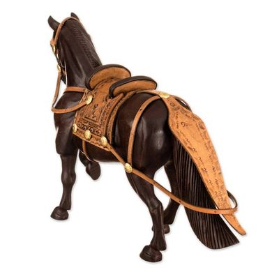 Alternate image for Hand Carved Peruvian Paso Horse Cedar Wood Sculpture Peruvian Walking Horse