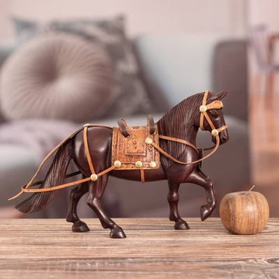 Alternate image for Hand Carved Peruvian Paso Horse Cedar Wood Sculpture Peruvian Walking Horse