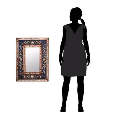 Alternate image for Hand Made Floral Glass Wood Rectangle Mirror Cajamarca Frost