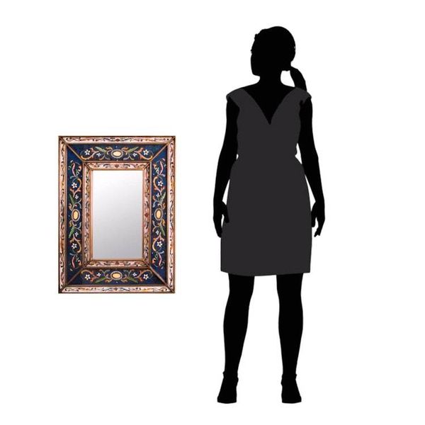 Alternate image for Hand Made Floral Glass Wood Rectangle Mirror Cajamarca Frost