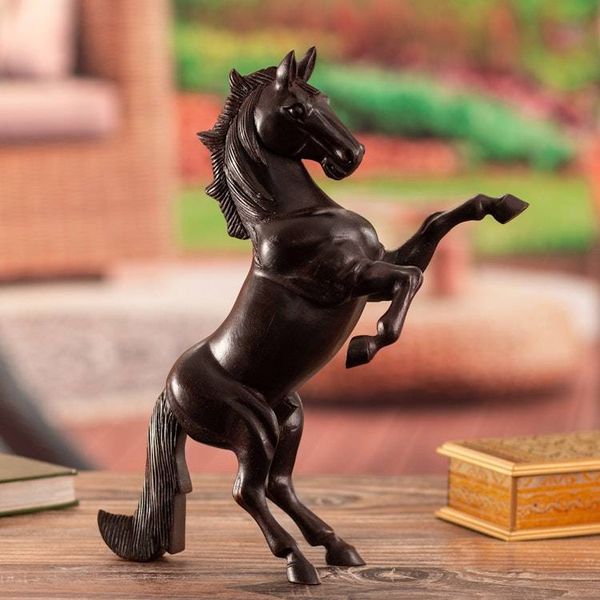 Alternate image for Artisan Crafted Cedar Wood Hand Carved Wild Horse Sculpture Spirit of Freedom