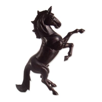 Alternate image for Artisan Crafted Cedar Wood Hand Carved Wild Horse Sculpture Spirit of Freedom