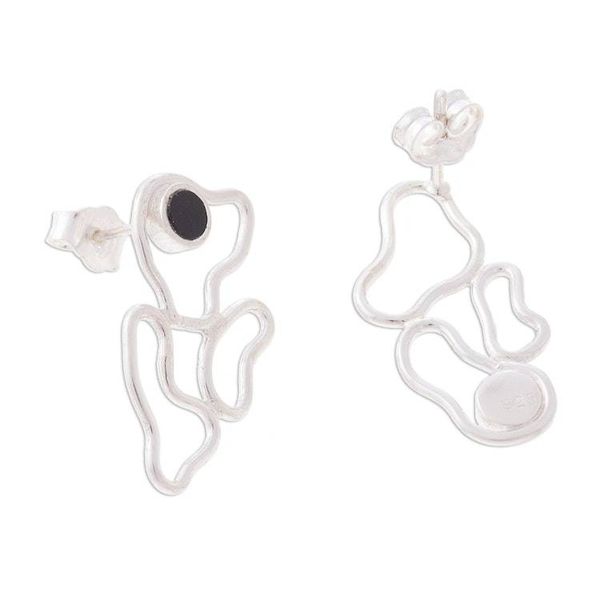 Alternate image for Modern Onyx Drop Earrings Crafted in Peru Shifting Continents