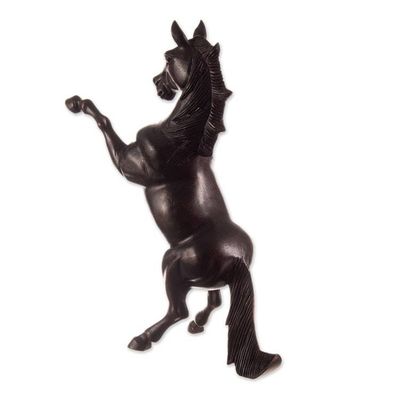 Alternate image for Artisan Crafted Cedar Wood Hand Carved Wild Horse Sculpture Spirit of Freedom