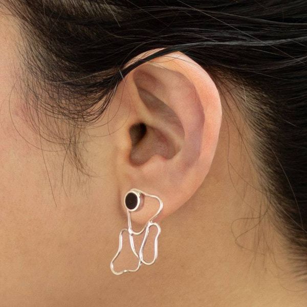 Alternate image for Modern Onyx Drop Earrings Crafted in Peru Shifting Continents