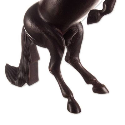 Alternate image for Artisan Crafted Cedar Wood Hand Carved Wild Horse Sculpture Spirit of Freedom