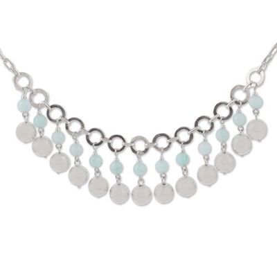 Alternate image for Amazonite and Sterling Silver Waterfall Necklace from Peru Queen Beads