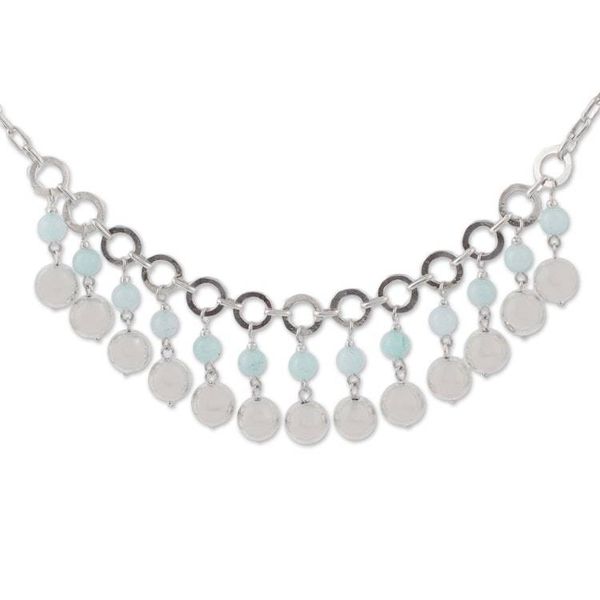 Alternate image for Amazonite and Sterling Silver Waterfall Necklace from Peru Queen Beads