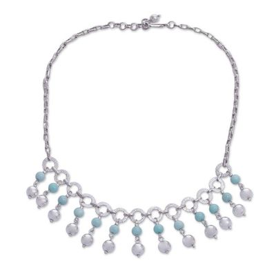 Alternate image for Amazonite and Sterling Silver Waterfall Necklace from Peru Queen Beads
