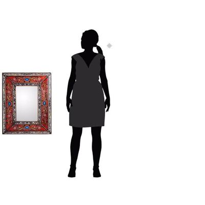 Alternate image for Rectangular Reverse Painted Glass Wall Mirror from Peru Orange Cajamarca Warmth
