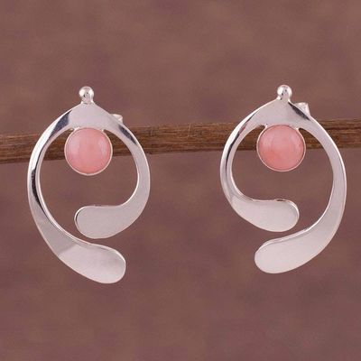 Primary image for Pink Opal and Sterling Silver Drop Earrings from Peru Caress of an Angel