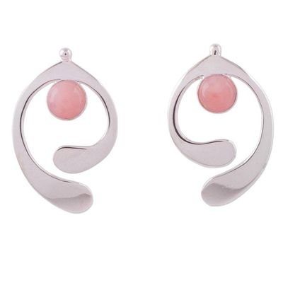 Alternate image for Pink Opal and Sterling Silver Drop Earrings from Peru Caress of an Angel