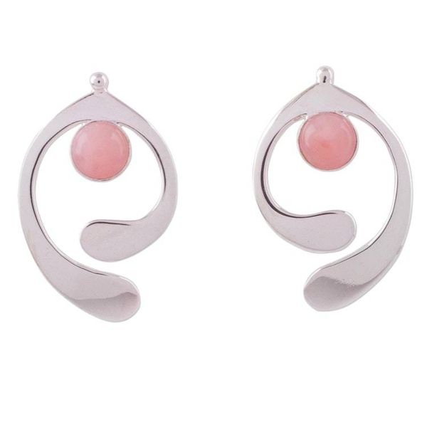 Alternate image for Pink Opal and Sterling Silver Drop Earrings from Peru Caress of an Angel