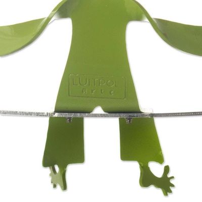 Alternate image for Juggling Harlequin Green Aluminum Handcrafted Sculpture Jolly Juggler