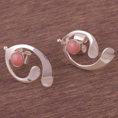 Alternate image for Pink Opal and Sterling Silver Drop Earrings from Peru Caress of an Angel
